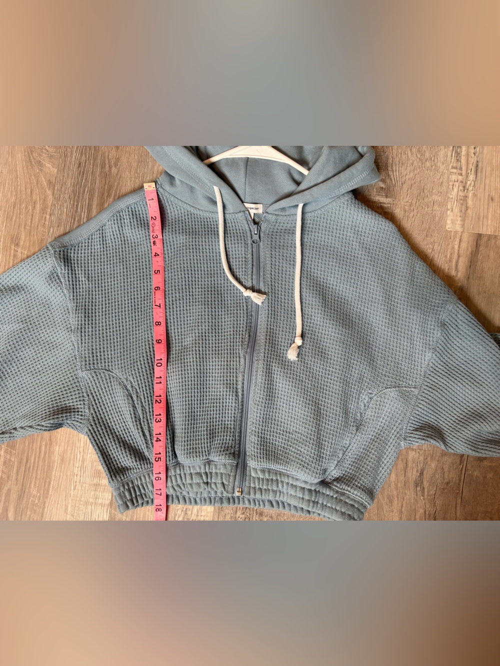 Better Together Blue Waffle Knit Cropped Full Zip Hoodie Size XS EUC - Picture 7 of 8